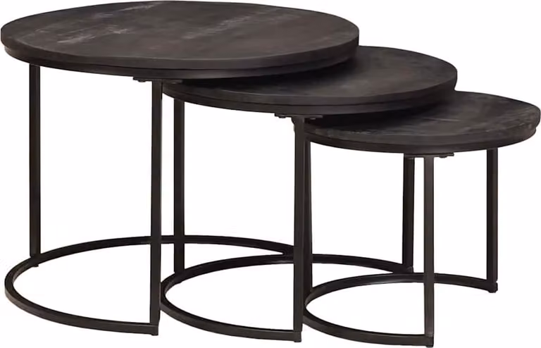 Tavoli da Caffè Nido 3 pcs Legno massello di mango e acciaio