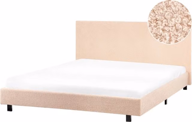 Letto ad acqua bouclé beige 160 x 200 cm con materasso poggiatesta Design moderno