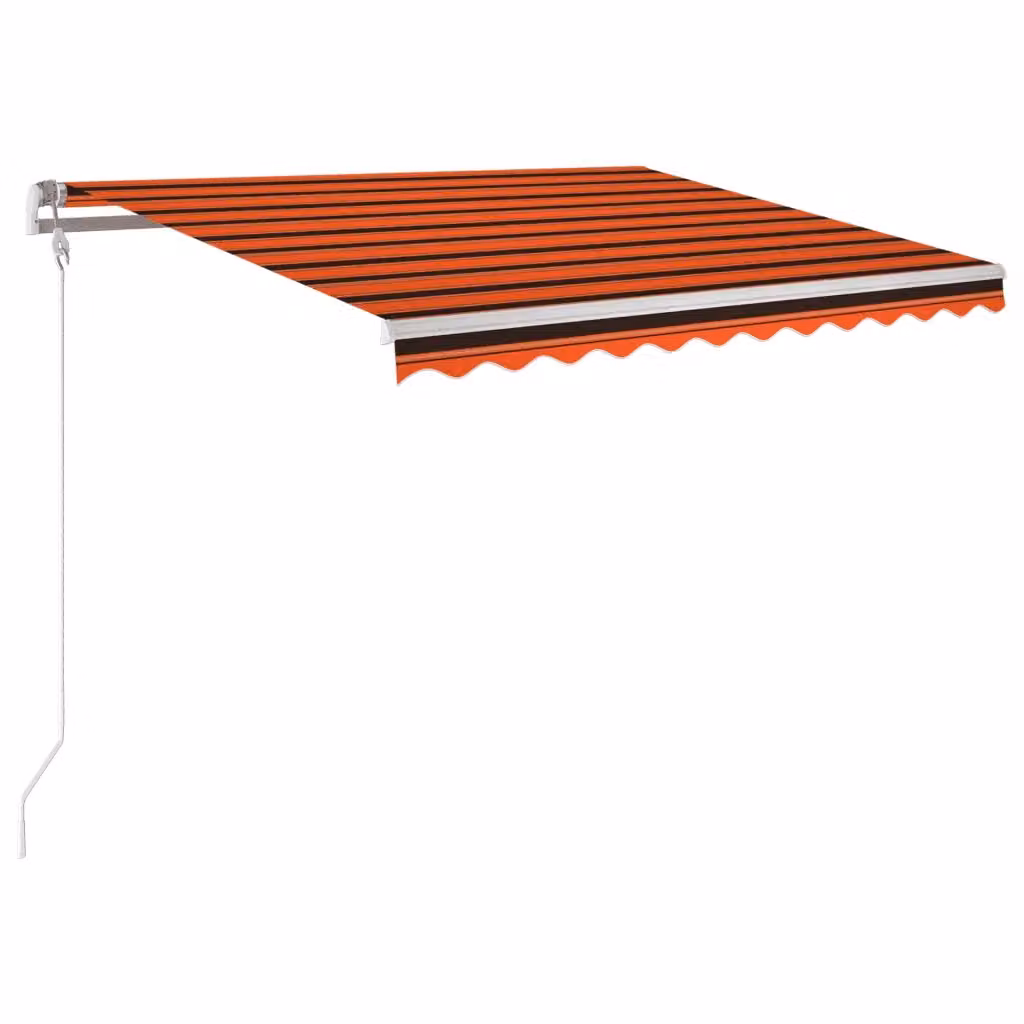 vidaXL Tenda Automatica con Sensore Vento e LED, Arancio, Marrone e Bianco, L: 350 cm, P: 250 cm – 2