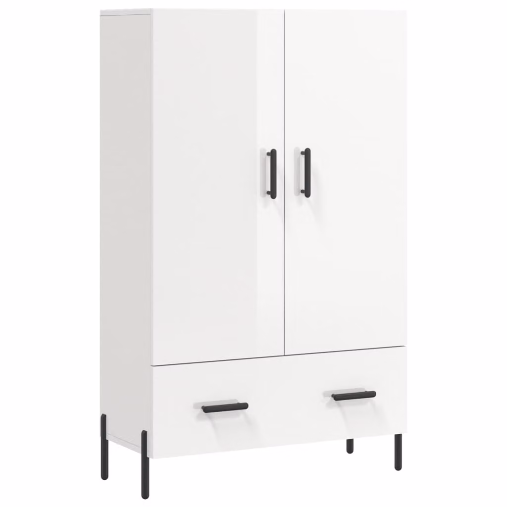 Credenza Bianco Lucido 69,5x31x115 cm in Legno Multistrato