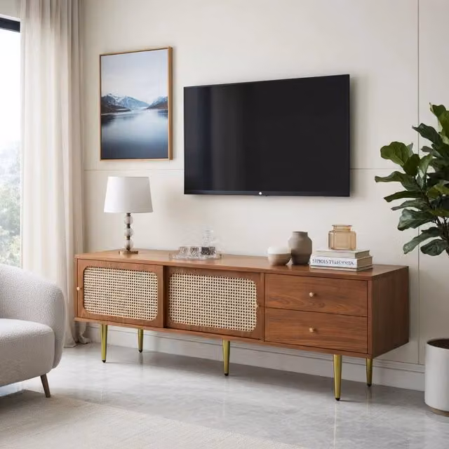 Cassettiera per TV noce MDF lunghezza 160 cm