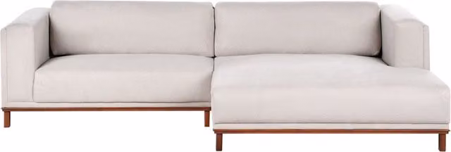 Divano angolare a sinistra BELIANI in tessuto beige chiaro con gambe in legno e imbottitura in schiuma, stile moderno per il tuo salotto, L/P/H: 310 x 155 x 84 cm