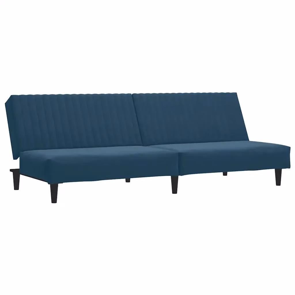 Divano Letto Click Clack vidaXL in Velluto Blu con Struttura in Legno Solido e Poggiatesta Regolabile, L/P/H: 200 x 140 x 84,5 cm – 2