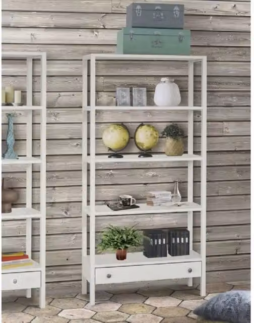 Libreria laccata bianca con cassetto 90x32x180 (730) - Mobili 2G