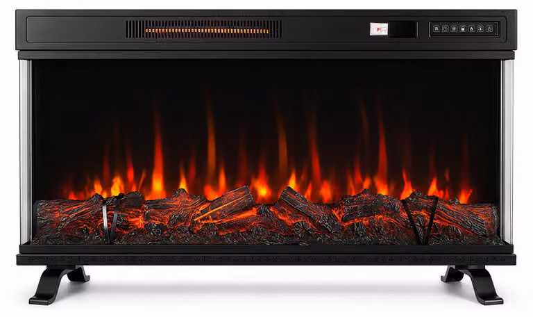 Ikodm, camino elettrico panoramico da 36 pollici, 900/1800 W, vetro su 3 lati, fiamma LED dimmerabile, controllo tramite app WiFi, telecomando, camino da incasso