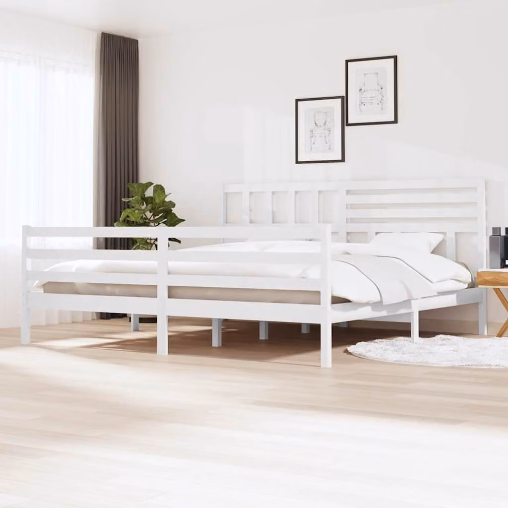 vidaXL Giroletto in legno massello di pino bianco con doghe piatte L/P: 200 x 200 cm