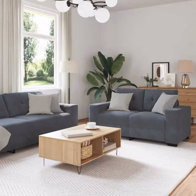 Set di divani 3 pz Grigio scuro Velluto 3324640