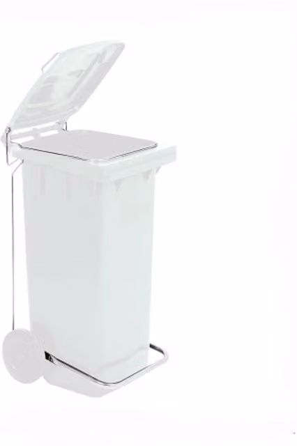 Bidone per raccolta differenziata carrellato Mobil Plastic da 240 litri con pedale e anello, colore bianco
