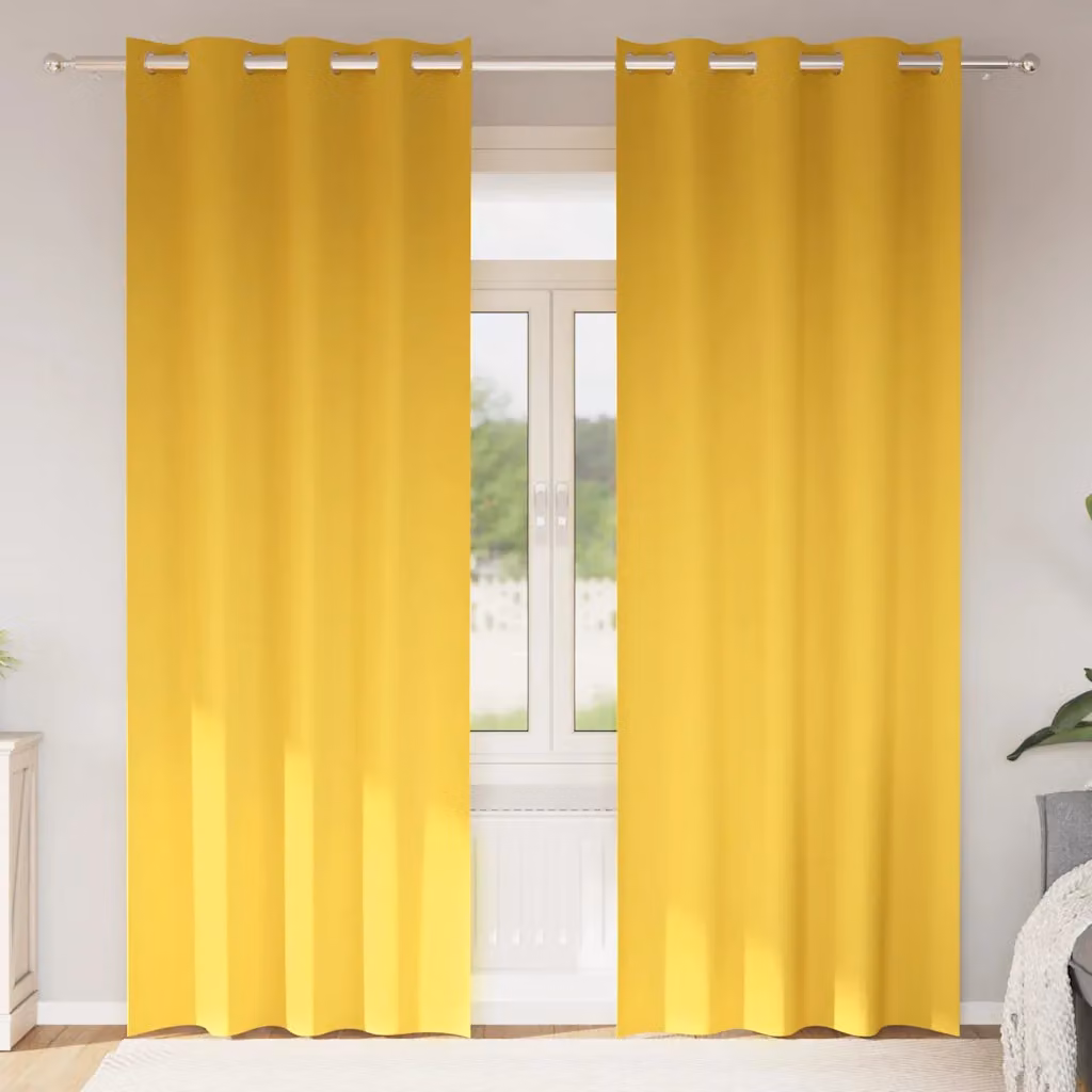 Set di 2 tende blackout vidaXL con anelli, colore giallo, H: 260 cm x L: 140 cm