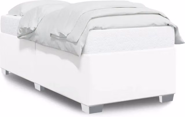 Letto singolo per adulti in similpelle bianca con struttura in legno e doghe, L/P/H: 90 x 190 cm