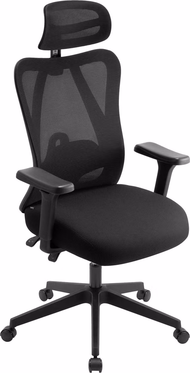 Sedia ergonomica per ufficio - Sedia da ufficio - Braccioli regolabili in 3D, tessuto a rete traspirante | Colore: nero