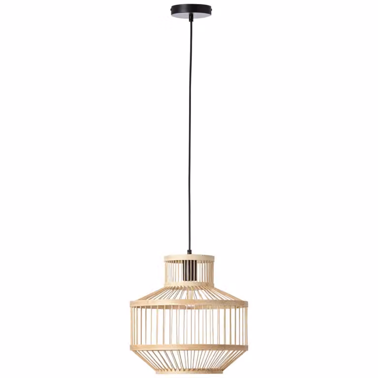 Lampada a sospensione Teva a 1 luce, nero/naturale