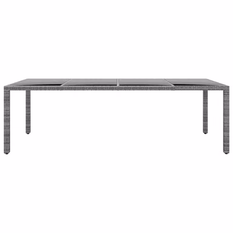 Tavolo Giardino Grigio 250x100x75cm Vetro Temperato Polyrattan