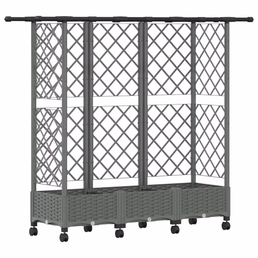 Letto rialzato con griglia e tetto vidaXL in plastica grigio chiaro per giardino, balcone o terrazzo, L: 164 cm, P: 127 cm, H: 40 cm – 2