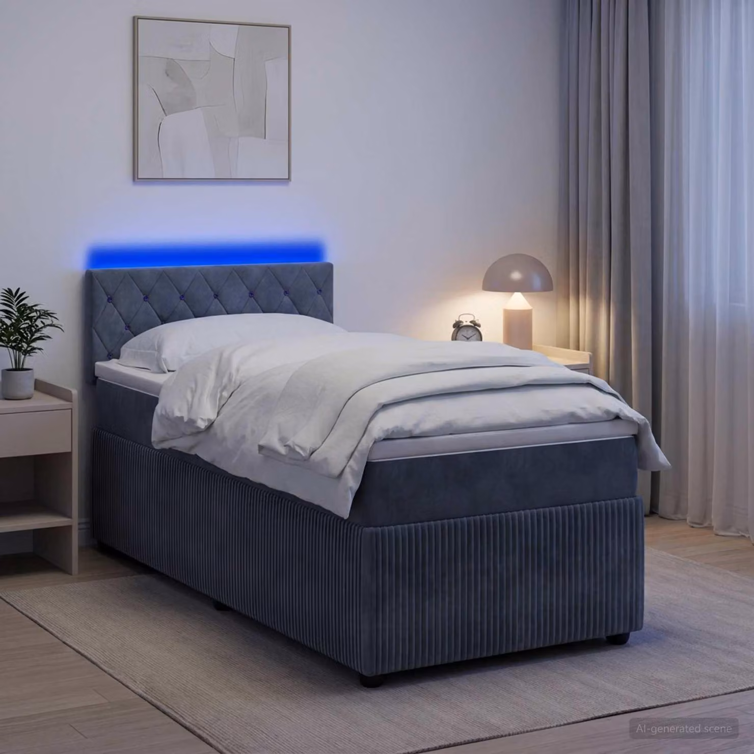 Maison Exclusive - Letto boxspring con materasso grigio scuro 90 x 200 cm in velluto