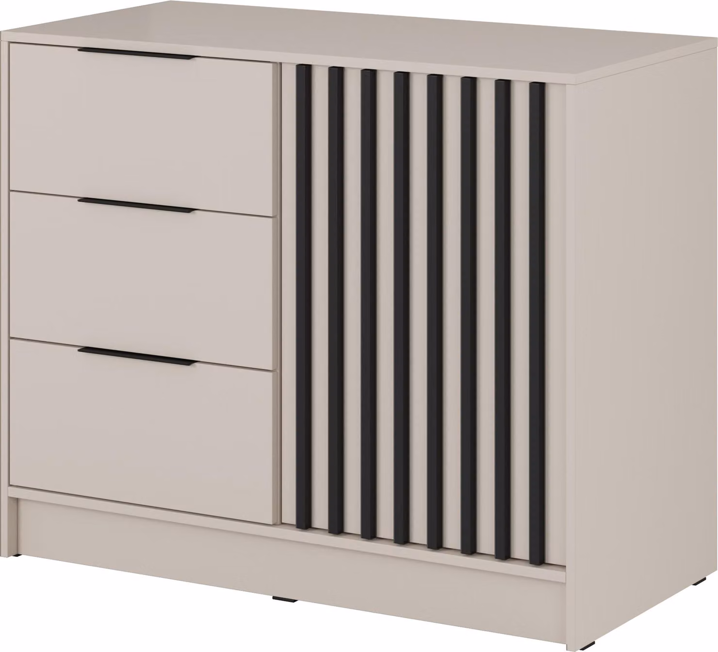 Masseno cassettiera NELIANA 105 cm credenza con 3 cassetti e 1 anta per soggiorno camera da letto moderna 105x45x86 cm cashmere / cashmere