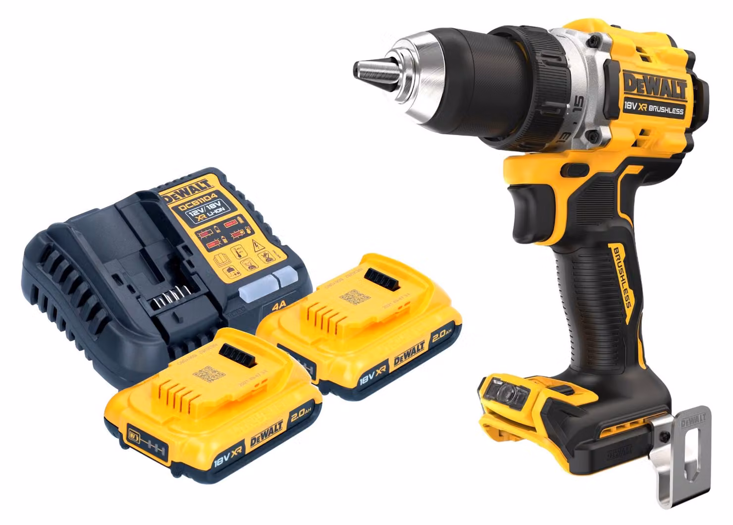 Trapano avvitatore a batteria DeWalt DCD 800 D2 18 V 90 Nm senza spazzole + 2x batteria ricaricabile 2,0 Ah + caricatore