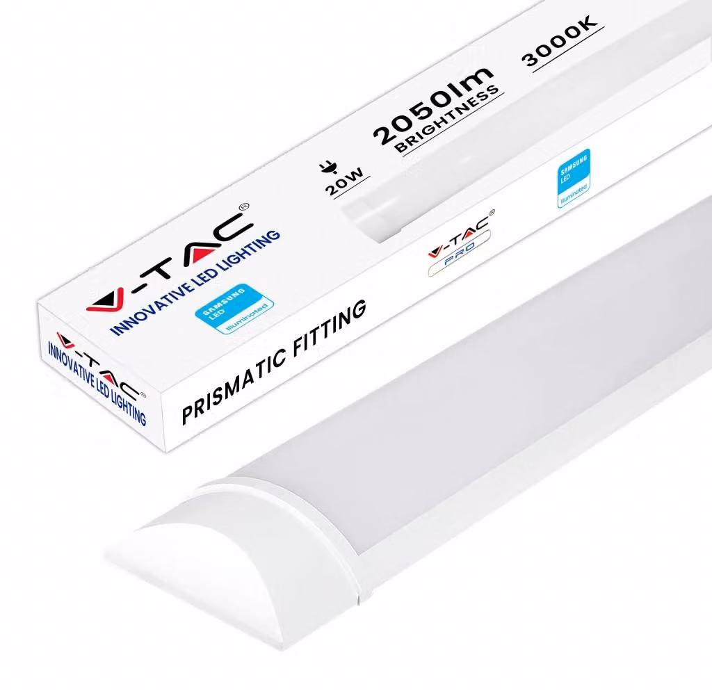 V-TAC VT-8-20 plafoniera sottile tubo led prismatico chip samsung 20W 100lm/W 60cm 3000k IP20