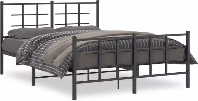 Letto matrimoniale con testiera e pediera in metallo nero L: 142 cm, P: 196 cm, H: 90 cm
