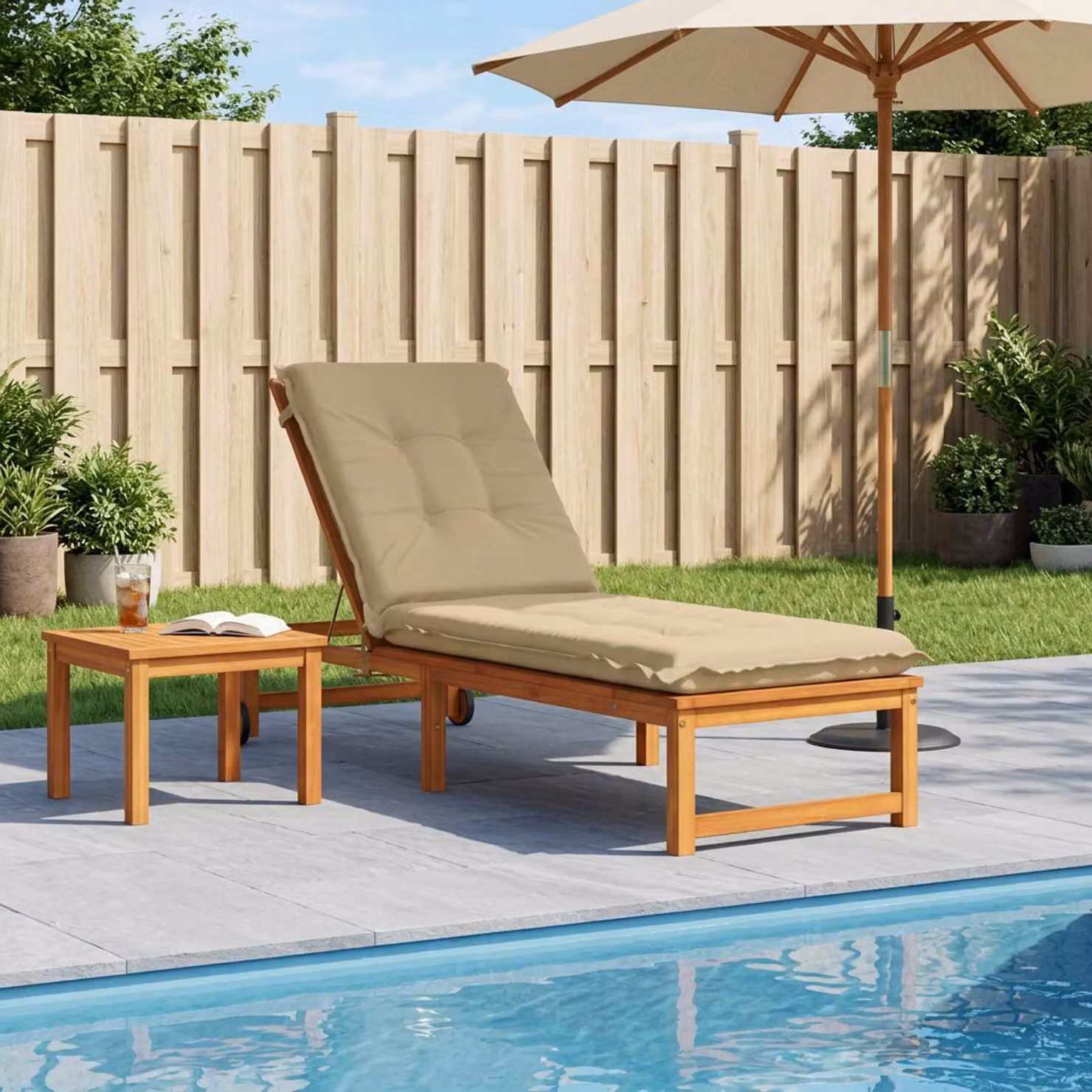 vidaXL Cuscino per Lettino GEMERT Beige in Poliestere con Rivestimento Lavabile e Resistente ai Raggi UV