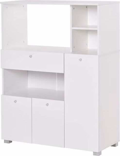 Credenza da Cucina Moderna GIORDANOSHOP in Legno Bianco con Armadietto, Mensole e Cassetti L/P/H: 90 x 40 x 120 cm
