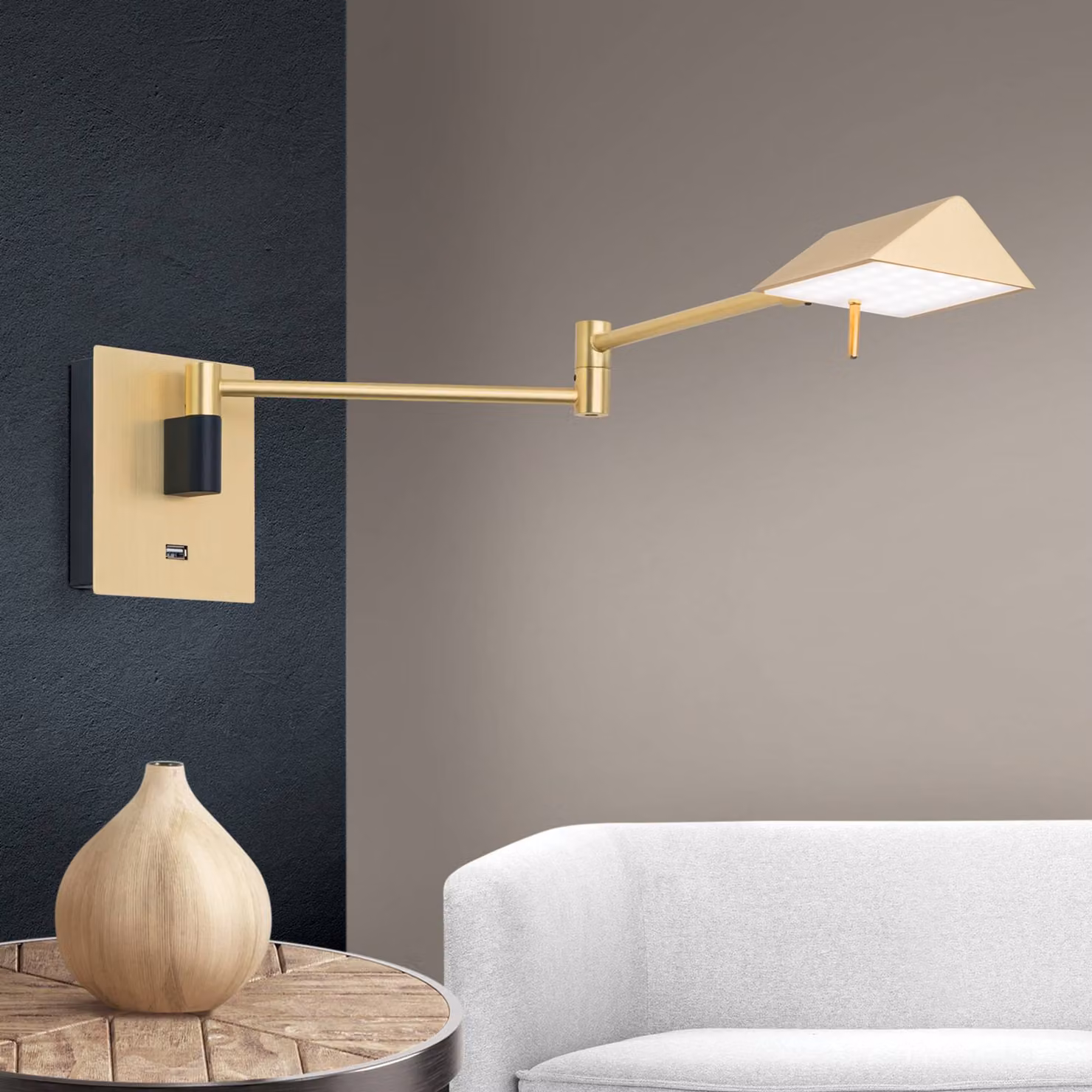 ORION Applique da parete a LED Boston, dimmerabile, Ottone / Oro, Soggiorno / Sala da pranzo, Metallo, Applique a LED