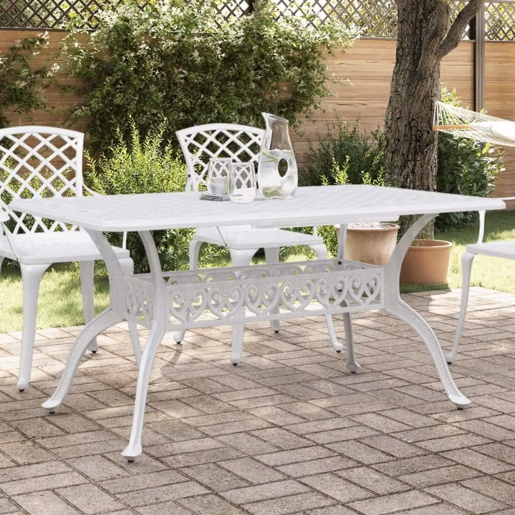 Maison Exclusive - Tavolo da giardino bianco, 150x90x72 cm, struttura in alluminio verniciato
