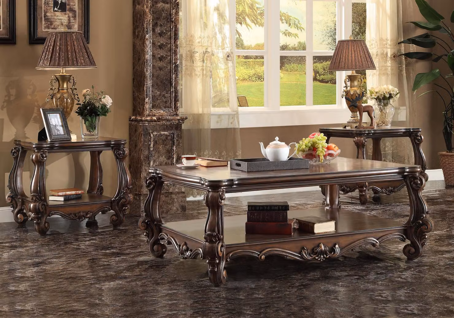 Luxus Couchtisch Echtes Holz Holz Beistell Sofa Tische Tisch Wohnzimmer Barock