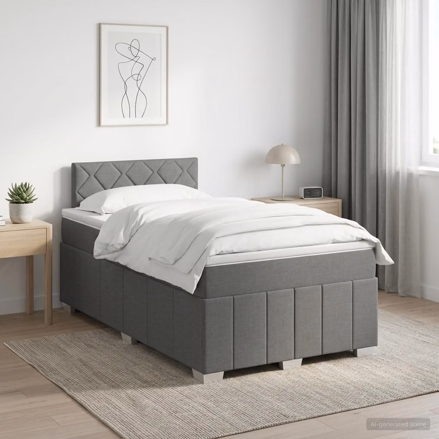 Maison Exclusive - Letto boxspring con materasso grigio scuro 120 x 190 cm tessuto