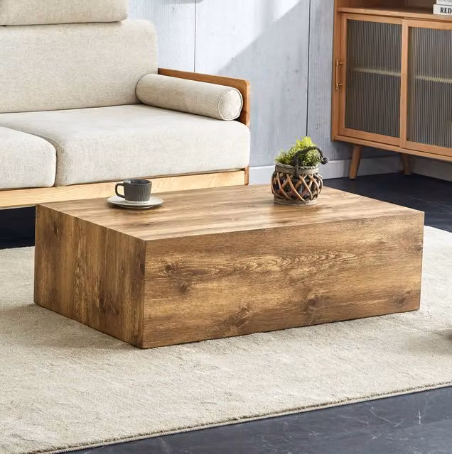 Tavolino Rettangolare 90x50x30 cm in MDF con Effetto Legno, Piedini Antiscivolo, Stile Moderno