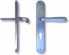 Set di maniglie per porta a coppia su placca Yale UNO in cromo satinato