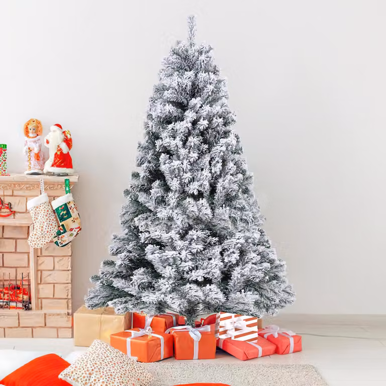Albero di Natale Ikodm, altezza 180 cm, con effetto neve, 860 punte, abete artificiale molto folto, con base in metallo