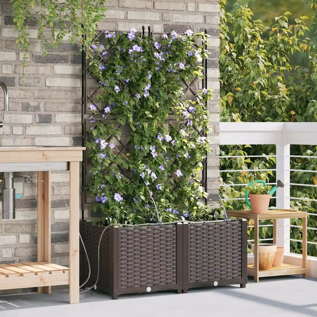 Set di 2 vasi da giardino vidaXL in plastica marrone H 142 x L 80 x P 40 cm