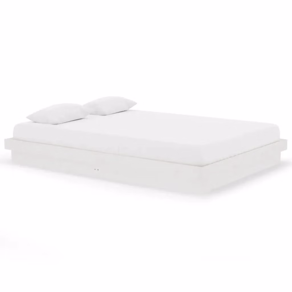 vidaXL Giroletto in Legno Massello di Pino Bianco con Doghe Fisse L: 140 cm, P: 200 cm, H: 143,5 cm – 2