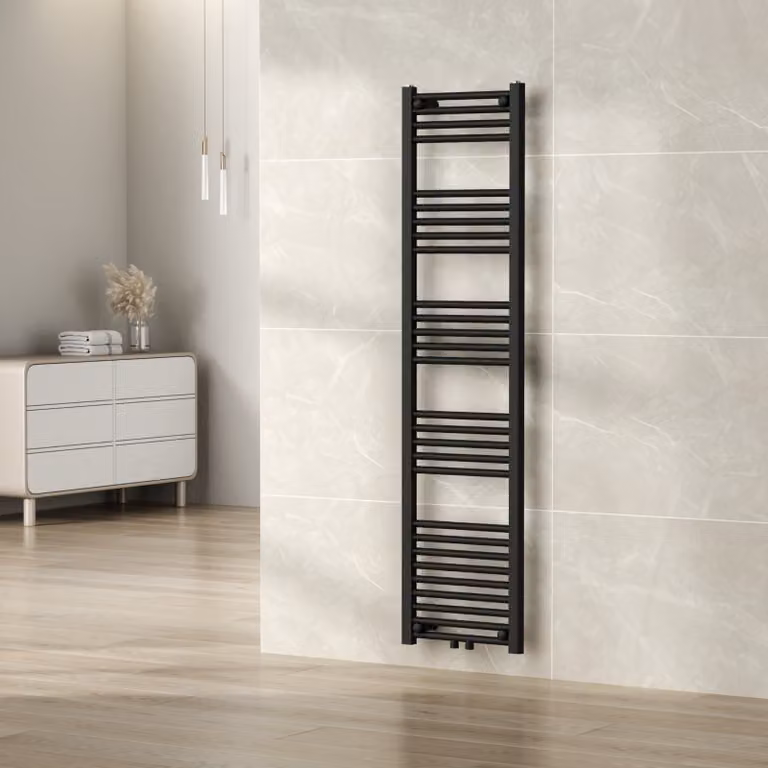 Radiatore per asciugamani 'Voss' con 28 aste in acciaio 160 x 40 cm Nero
