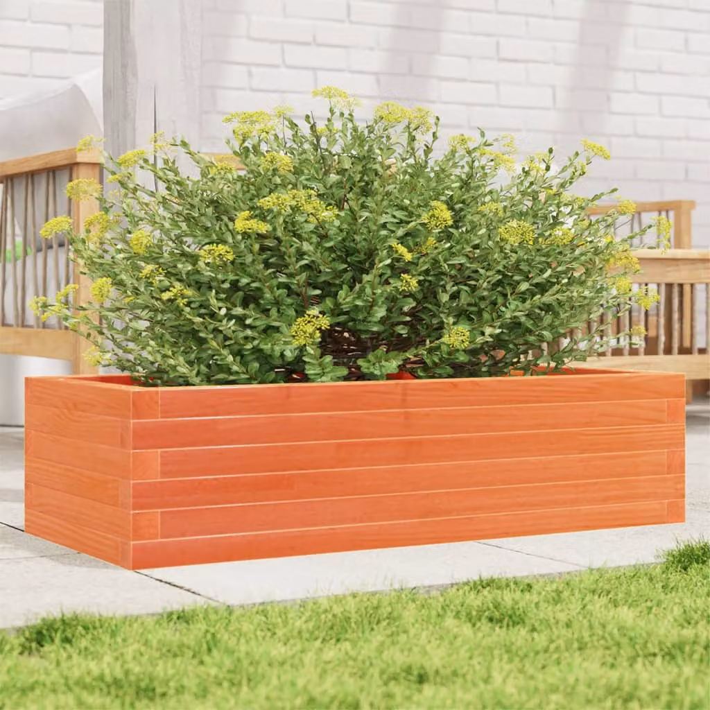 Fioriera da giardino vidaXL in legno massello di pino, colore marrone e arancione, L 90 cm x P 40 cm x H 23 cm