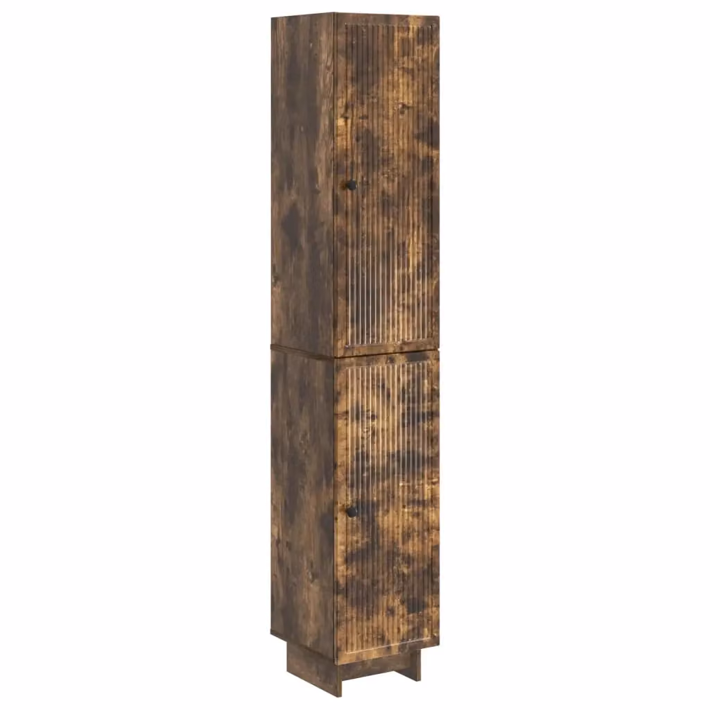 Set di 2 armadi moderni vidaXL in legno MDF color marrone rovere con illuminazione integrata per soggiorno o ufficio in casa – 2