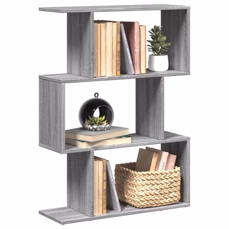 Libreria Divisorio vidaXL a 3 Piani in MDF Grigio Opaco L: 70 cm, P: 24 cm, H: 97 cm
