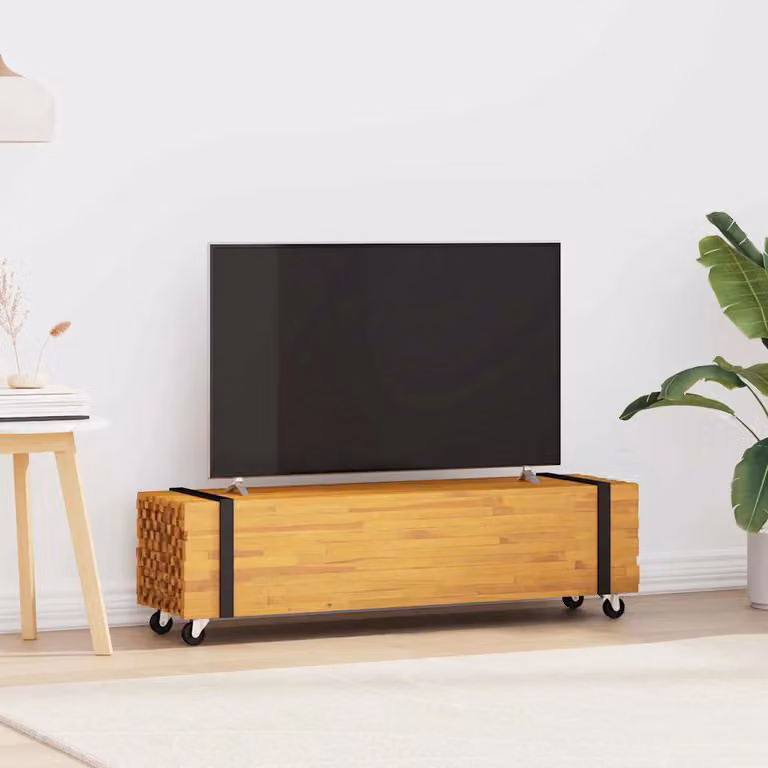 Supporto TV moderno vidaXL in legno di teak solido marrone L 110 x P 30 x H 30 cm