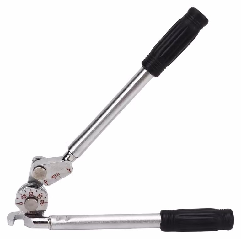Piegatore per tubi da 0 a 180 gradi - Piegatore manuale per tubi - Realizzato in robusto alluminio pressofuso - Adatto per tubi/profili in acciaio sottili da 6 mm - Utensile piegatrice universale - Ideale per cantieri - Piegatore per tubi