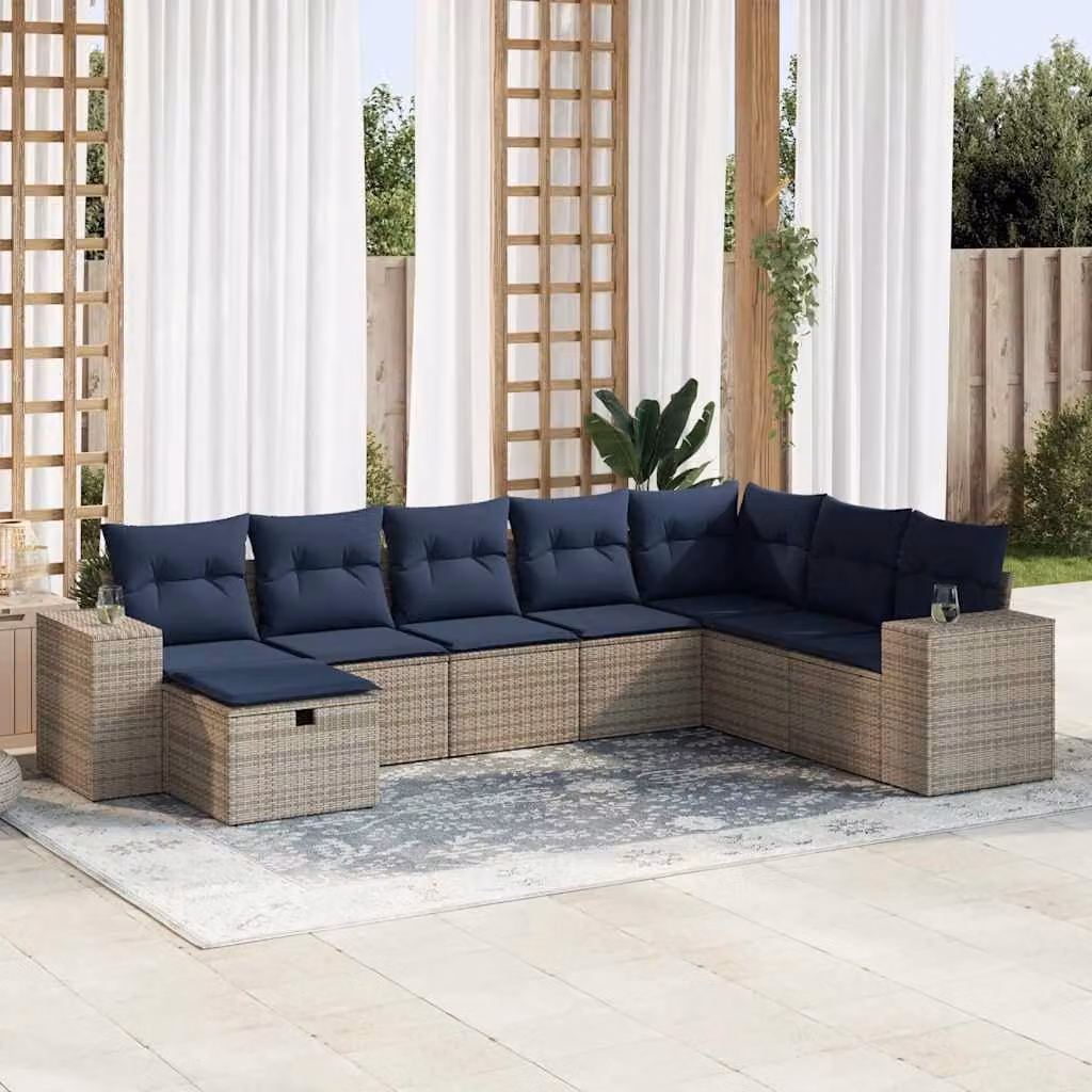 Maison Exclusive - Set Divano da Giardino 8 pz con Cuscini Grigio in Polyrattan