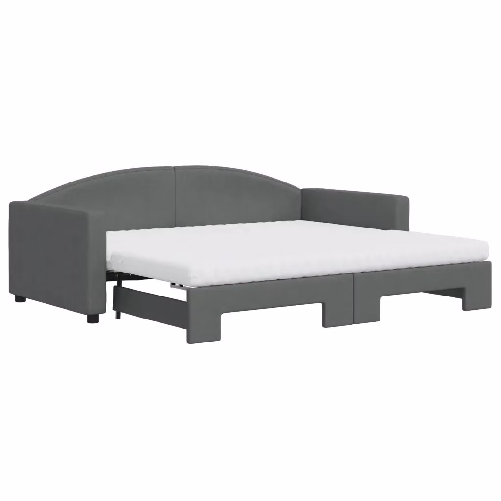 Divano Letto Estraibile vidaXL in Tessuto Grigio con Cassetto per Soggiorno e Camera da Letto L/P/H: 90 x 190 cm – 2