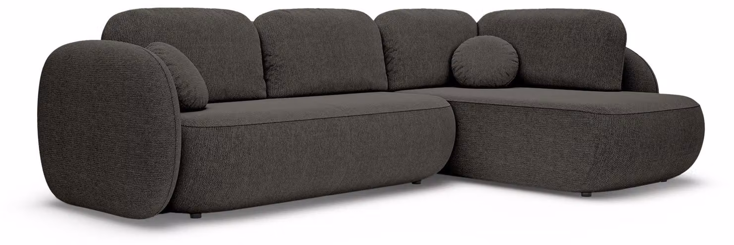 Divano angolare con funzione letto, modello Olemo, lato destro, colore marrone basalto