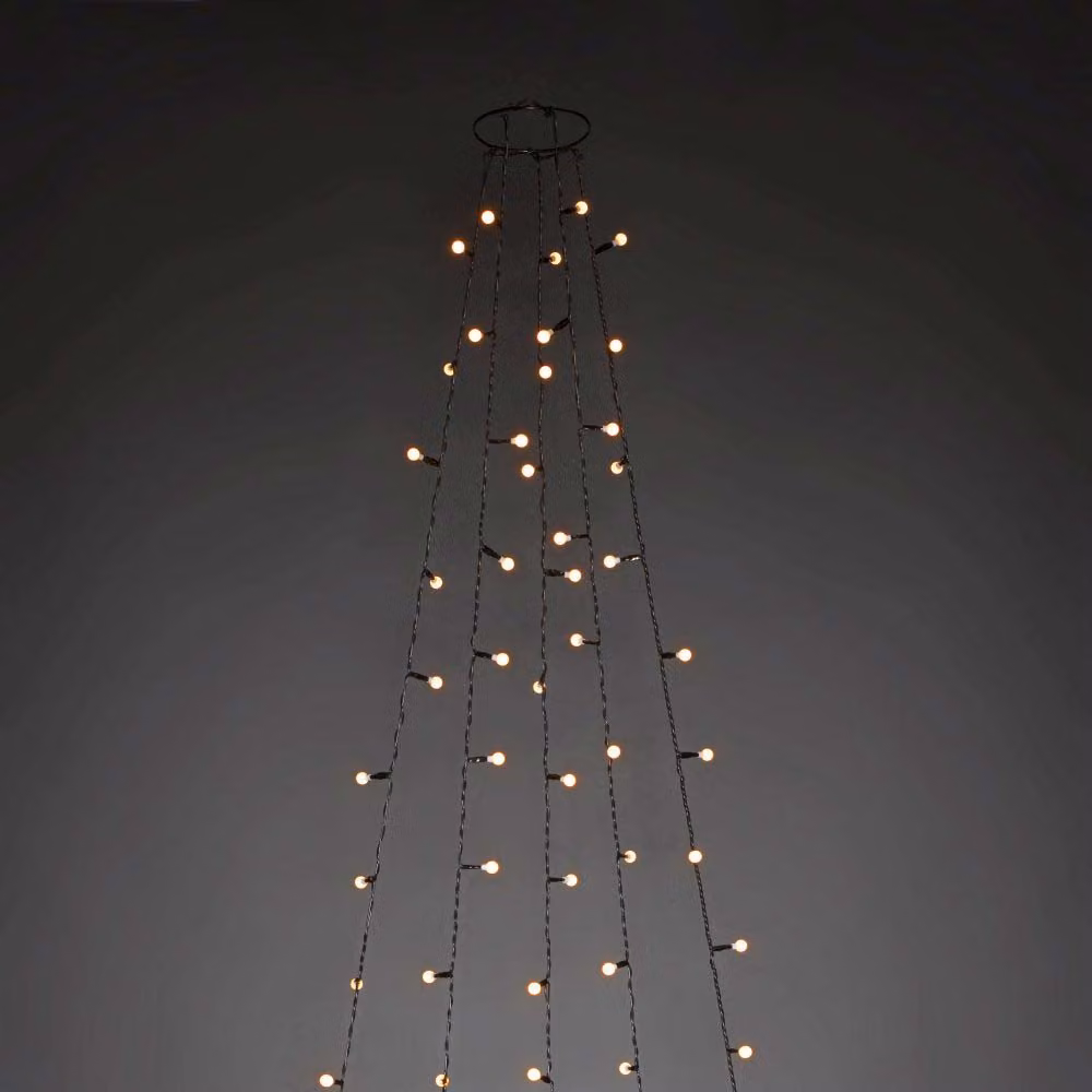 Konstsmide LED albero mantello con anello Ø 11, con globi, 5 fili da 50 diodi ciascuno, preassemblati, 250 diodi color ambra, trasformatore 30V_interno, cavo verde - 6369-820