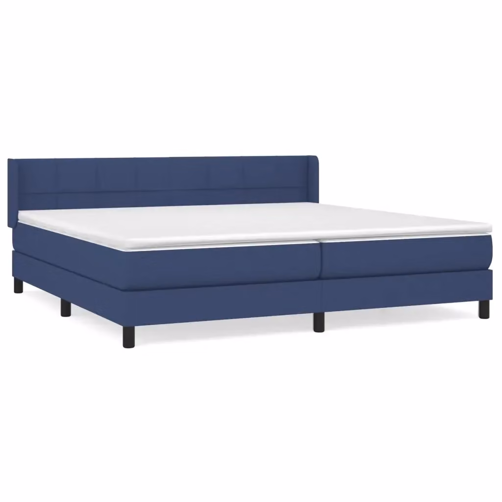 Letto Ibrido vidaXL con Giroletto a Molle e Materasso in Tessuto Blu e Bianco L/P: 200 x 200 cm – 2
