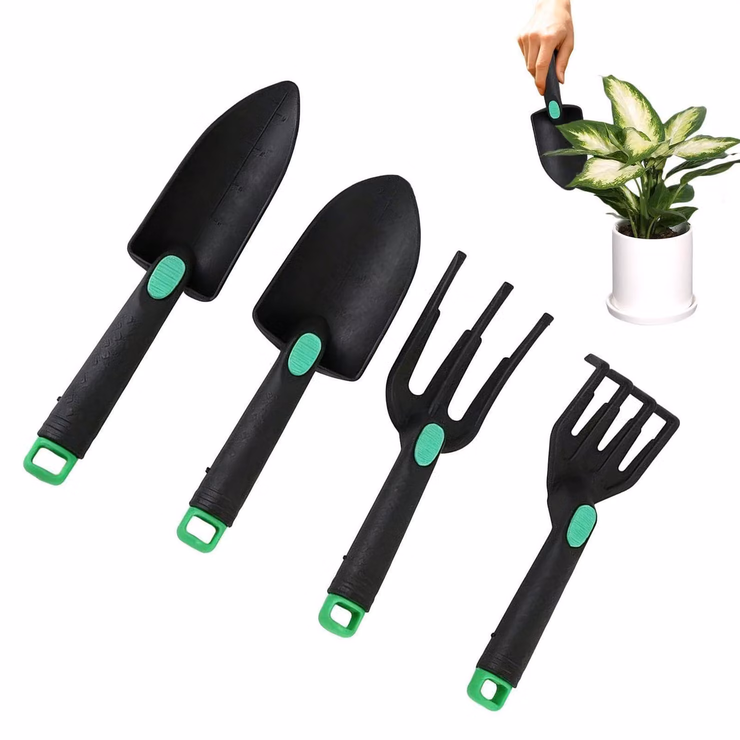 Set di attrezzi da giardino ergonomici, composto da 4 pezzi