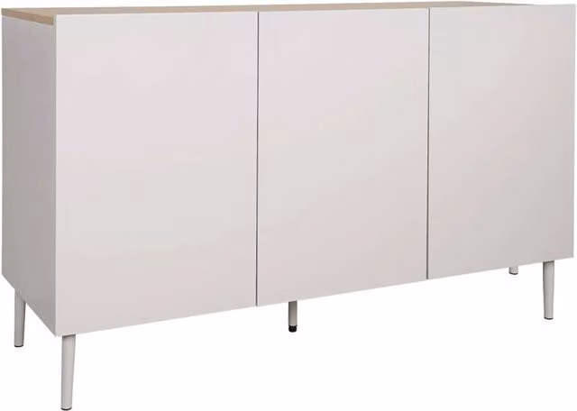 Credenza moderna Sweeek in MDF e metallo con 3 ante, beige, L: 120 cm