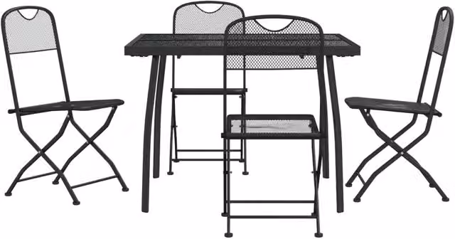 Set da Pranzo da Giardino 5pz | Set Salotto da Giardino Antracite in Rete Metallica