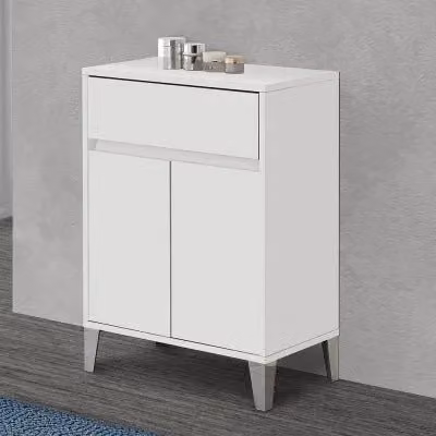 Mobiletto da bagno Way con 2 ante e un cassetto bianco lucido L: 60 cm, H: 84,5 cm, P: 35 cm