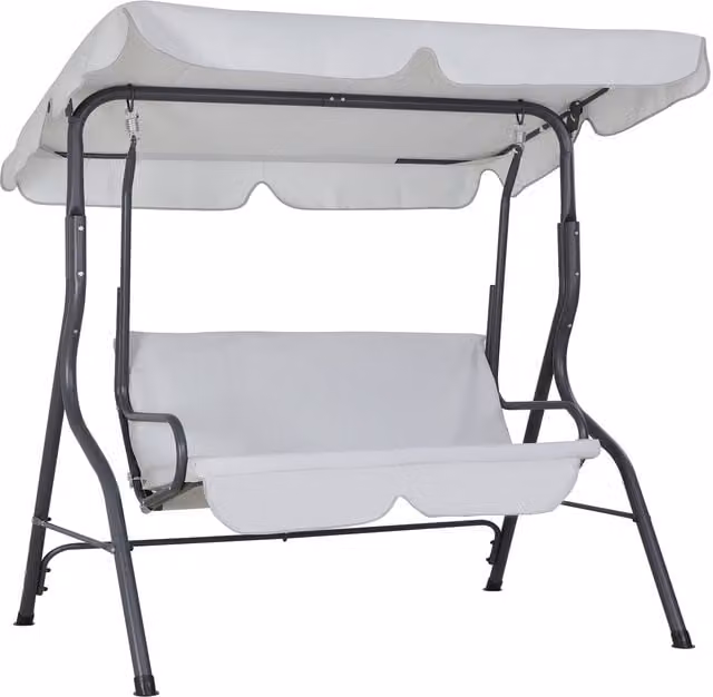 Dondolo da giardino Hollywood Casaria grigio con tendalino parasole in tessuto resistente ai raggi UV e struttura in acciaio verniciato a polvere